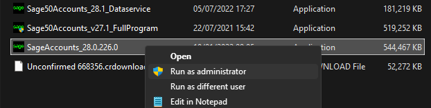 Fichier:Client Installation of Sage and Cim50 Step 3 - Locate and run the correct version of Sage.png